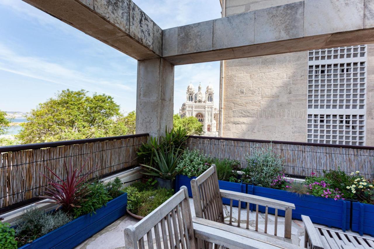 Terrasse Fadoli - Grande Terrasse Avec Vue Mer Et Cathedrale Marseilles Exterior foto